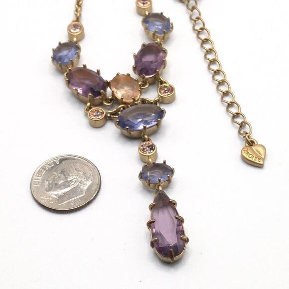 Carolee Purple Lavender Rhinestone Necklace, Gold Tone, 18 Inches - Picture 7 of 8